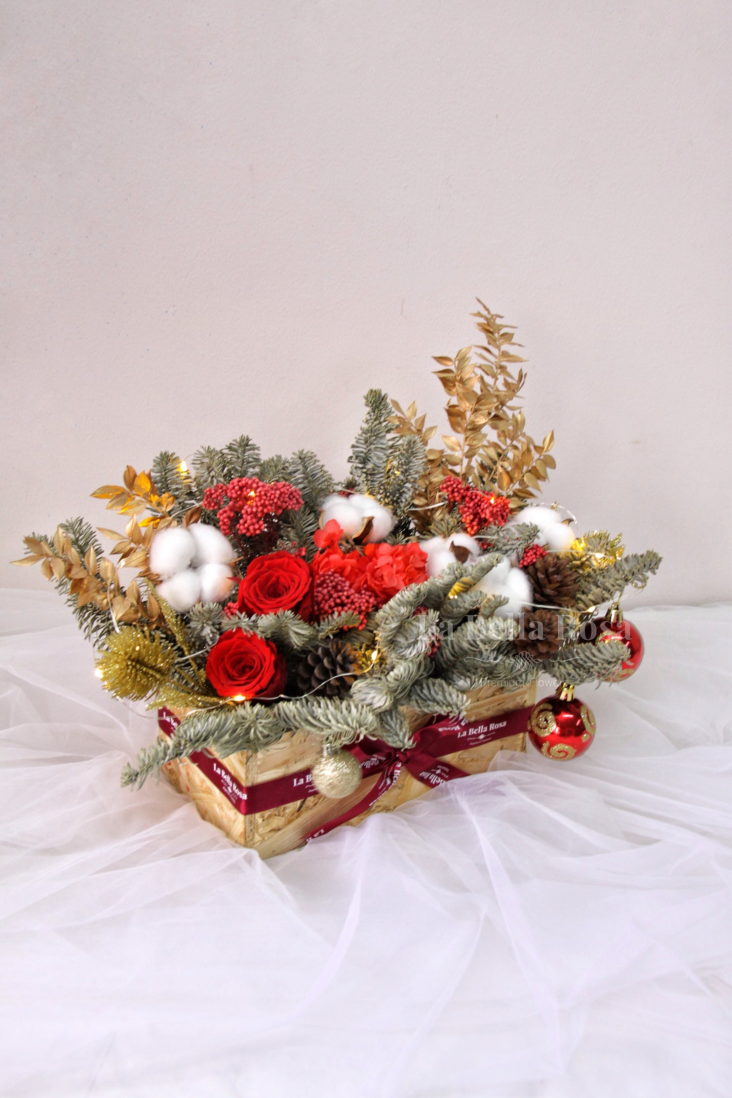 Santa's Box Dried Flower Centerpiece