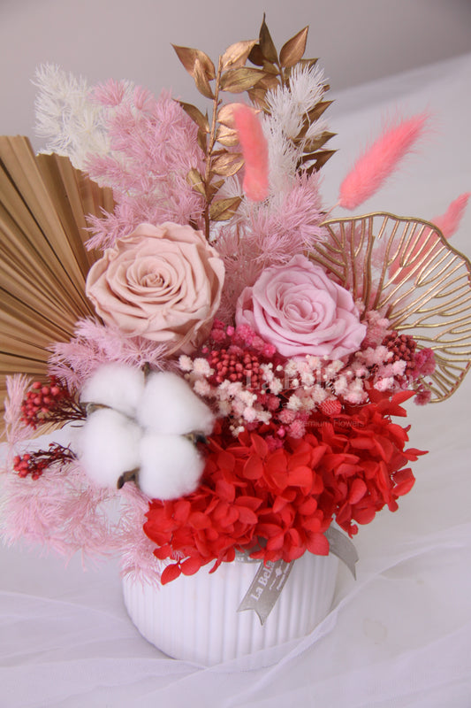 Neutral and Pink Dried Floral Arrangement – Penelope Pots